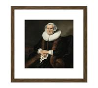 Artery8 Bol Portrait Old Lady Possibly Elisabeth Bas 8X8 Inch Square Wooden Framed Wall Art Print Picture with Mount in Brown Artery8 Brown