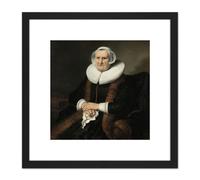 Artery8 Bol Portrait Old Lady Possibly Elisabeth Bas 8X8 Inch Square Wooden Framed Wall Art Print Picture with Mount in Black Artery8 Black