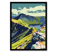 Artery8 Bold Helvellyn Mountain Lake Hiking Landscape Living Room Artwork Framed Wall Art Print 18X24 Inch