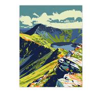 Artery8 Bold Helvellyn Mountain Lake Hiking Landscape Wall Art Print in Green | Size: W12" x H16" Artery8 Green W12" x H16"