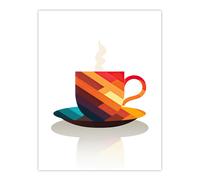 Artery8 Bold Modern Kitchen Art Coffee Cup Geometric 2D Graphic Design Minimalist Large Wall Unframed Art Poster Print Thick Paper 18X24 Inch Artery8 Multicolor W18" x H24"