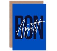 Artery8 Bon Appetit Cobalt Greetings Card in Blue Artery8 Blue