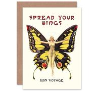 Artery8 Bon Voyage Butterfly Dancer Art Nouveau 1920s Retro For Her Wife Sister Mother Blank Inside Greeting Card