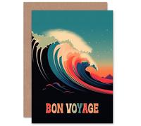Artery8 Bon Voyage Great Wave Surf Surfing Goodbye For Him Her Blank Inside Greeting Card