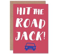 Artery8 Bon Voyage Hit Road Jack Greetings Card in Red Artery8 Red