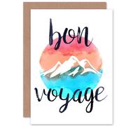 Artery8 Bon Voyage Mountain Peak Greetings Card in White Artery8 White