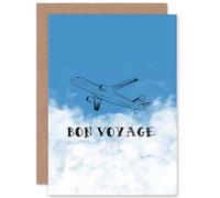 Artery8 Bon Voyage Plane Greetings Card in Blue Artery8 Blue