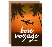 Artery8 Bon Voyage Sunset Travel Greetings Card in Orange Artery8 Orange