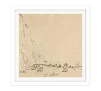 Artery8 Bonington Ramsgate Looking Toward Broadstairs 1824 Painting Square Wooden Framed Wall Art Print Picture 16X16 Inch