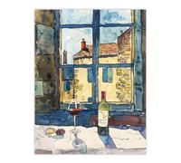 Artery8 Bordeaux Wine Cheese Grapes Advert Watercolour Wall Art Print in Brown | Size: W12" x H16" Artery8 Brown W12" x H16"