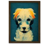 Artery8 Border Terrier Dog Artwork Framed Wall Art Print A4 in Brown Artery8 Brown