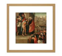 Artery8 Bosch Ecce Homo Painting 8X8 Inch Square Wooden Framed Wall Art Print Picture with Mount in Light Oak Artery8 Light Oak