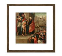Artery8 Bosch Ecce Homo Painting 8X8 Inch Square Wooden Framed Wall Art Print Picture with Mount in Brown Artery8 Brown
