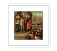 Artery8 Bosch Ecce Homo Painting 8X8 Inch Square Wooden Framed Wall Art Print Picture with Mount in White Artery8 White