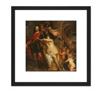 Artery8 Bosschaert Mars Receives Weapons Venus Vulcan 8X8 Inch Square Wooden Framed Wall Art Print Picture with Mount in Black Artery8 Black