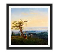 Artery8 Bossoli Evening Pleasures Gates Constantinople Square Wooden Framed Wall Art Print Picture 16X16 Inch