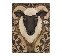 Artery8 Botanical Filigree Design with Ram Sheep Head Wall Art Print in Brown | Size: W12" x H16" Artery8 Brown W12" x H16"