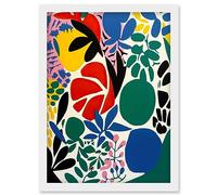 Artery8 Botanical Garden Henri Matisse Inspired Acrylic Painting Abstract Bright Shapes Artwork Framed Wall Art Print A4
