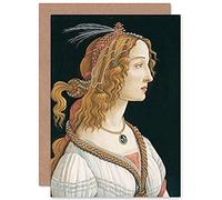 Artery8 Botticelli Idealized Portrait Of A Lady As Nymph Fine Art Greeting Card Plus Envelope Blank Inside