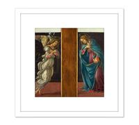 Artery8 Botticelli Sandro Di Mariano Filipepi Annunciation 8X8 Inch Square Wooden Framed Wall Art Print Picture with Mount in White Artery8 White