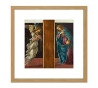 Artery8 Botticelli Sandro Di Mariano Filipepi Annunciation 8X8 Inch Square Wooden Framed Wall Art Print Picture with Mount in Light Oak Artery8 Light Oak