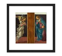 Artery8 Botticelli Sandro Di Mariano Filipepi Annunciation 8X8 Inch Square Wooden Framed Wall Art Print Picture with Mount in Black Artery8 Black