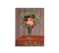 Artery8 Bouquet of Flowers in a Vase Canvas Wall Art Print 24X32 Artwork By Rousseau : Elegant Floral Still Life Print Perfect For Hallway Or Dining Room Adding Colour And Calm Beauty