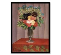 Artery8 Bouquet of Flowers in a Vase Framed Wall Art Print A4 Artwork By Rousseau : Elegant Floral Still Life Print Perfect For Hallway Or Dining Room Adding Colour And Calm Beauty