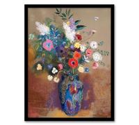 Artery8 Bouquet of Flowers in a Vase Wall Art Print Framed Poster 12x16 inch Artwork By Redon : Floral Still Life Painting Suited For Dining Or Hallway Adding Delicate Calm And Subtle Elegance
