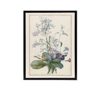 Artery8 Bouquet of Flowers with Insects Redoute Vintage Framed Canvas Wall Art in White | Size: W18" x H24" Artery8 White W18" x H24"