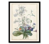Artery8 Bouquet of Flowers with Insects Redoute Vintage Framed Wall Art Print in White | Size: W12" x H16" Artery8 White W12" x H16"