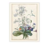 Artery8 Bouquet of Flowers with Insects Redoute Vintage Wall Art Print Poster in White | Size: W24" x H32" Artery8 White W24" x H32"