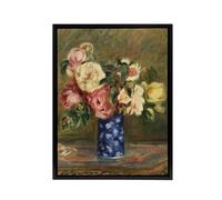Artery8 Bouquet of Roses Renoir Vintage Black Framed Canvas Wall Art in Brown | Size: W18" x H24" Artery8 Brown W18" x H24"