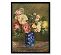 Artery8 Bouquet of Roses Renoir Vintage Framed Wall Art Print in Brown | Size: A4 Artery8 Brown A4