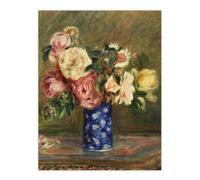 Artery8 Bouquet of Roses Renoir Vintage Wall Art Print Poster in Brown | Size: W12" x H16" Artery8 Brown W12" x H16"