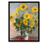 Artery8 Bouquet of Sunflowers Framed Wall Art Print A4 Artwork By Claude Monet : Colourful Floral Wall Piece Brightening Living Room Hallway Or Bedroom Artistic Décor