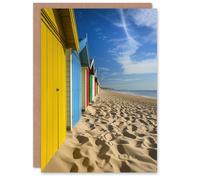 Artery8 Bournemouth Beach Huts Photo Summer England Birthday Art Card in Blue Artery8 Blue