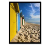 Artery8 Bournemouth Beach Huts Photo Summer England Framed Art Print in Blue | Size: W12" x H16" Artery8 Blue W12" x H16"
