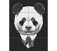 Artery8 Bow Tie Panda Bear Drawing XL Giant Panel Poster (8 Sections)