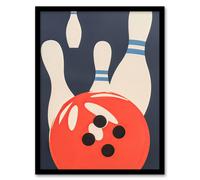 Artery8 Bowling Ball & Pins Strike Simple Design Fun Framed Art Print | Size: A4 Artery8 Multicolor A4