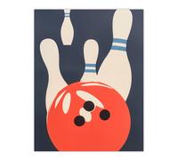 Artery8 Bowling Ball Strike Knocked Pins Sport Fun Wall Art Print in Orange | Size: W12" x H16" Artery8 Orange W12" x H16"