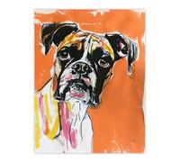 Boxer Dog Lover Modern Pet Portrait Orange Wall Art Print Artery8 Orange W24 inch x H32 inch