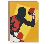 Artery8 Boxer Fight Boxing Match Gloves Yellow Portrait Birthday Art Card Artery8 Yellow