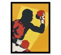 Artery8 Boxer Fight Boxing Match Gloves Yellow Portrait Living Room Artwork Framed Wall Art Print A4