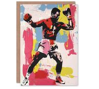 Artery8 Boxer Sport Portrait Boxing Gloves Colourful Bold Greeting Card Artery8 Multicolor