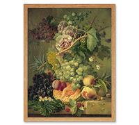 Artery8 Brandt Still Life With Flowers And Fruits Painting Art Print Framed Poster Wall Decor 12x16 inch