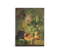 Artery8 Brandt Still Life With Flowers & Fruit Canvas Wall Art Print in Green | Size: W18" x H24" Artery8 Green W18" x H24"