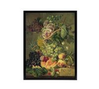 Artery8 Brandt Still Life With Flowers & Fruit Framed Canvas Wall Art Print in Green | Size: W24" x H32" Artery8 Green W24" x H32"