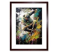 Artery8 Break Dancer B-Boy Dancing Splatter Paint Portrait Artwork Framed Wall Art Print 9X7 Inch