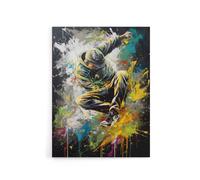Artery8 Breakdancer B Boy Dancing Paint Splatter Canvas Wall Art Print | Size: W12" x H16" Artery8 Multicolor W12" x H16"